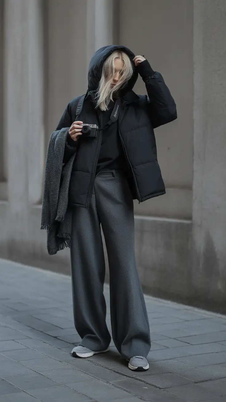 early winter outfits night Minimalist Streetwear Mood