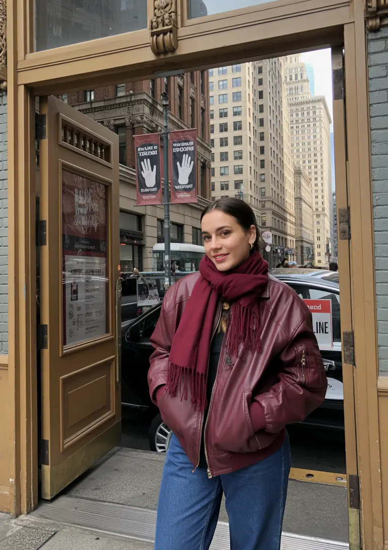 early winter outfits casual Burgundy Street Classic