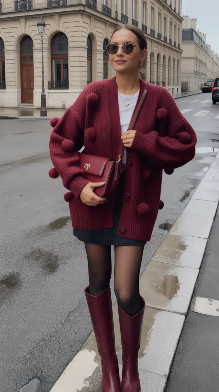 early winter outfits aesthetic Playful Knits and Boots