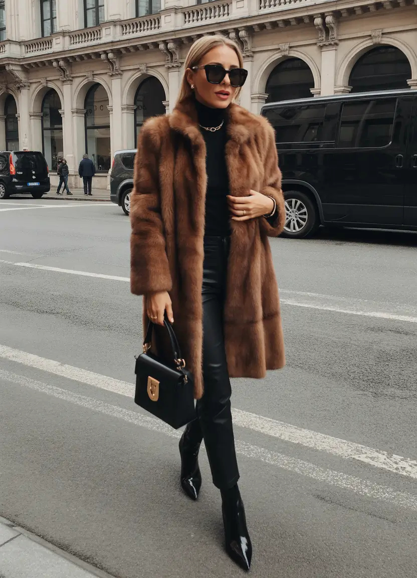 early winter outfits night Glamour in Faux Fur