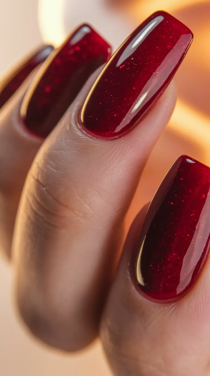 easy fall nails simple Velvet Red Romance