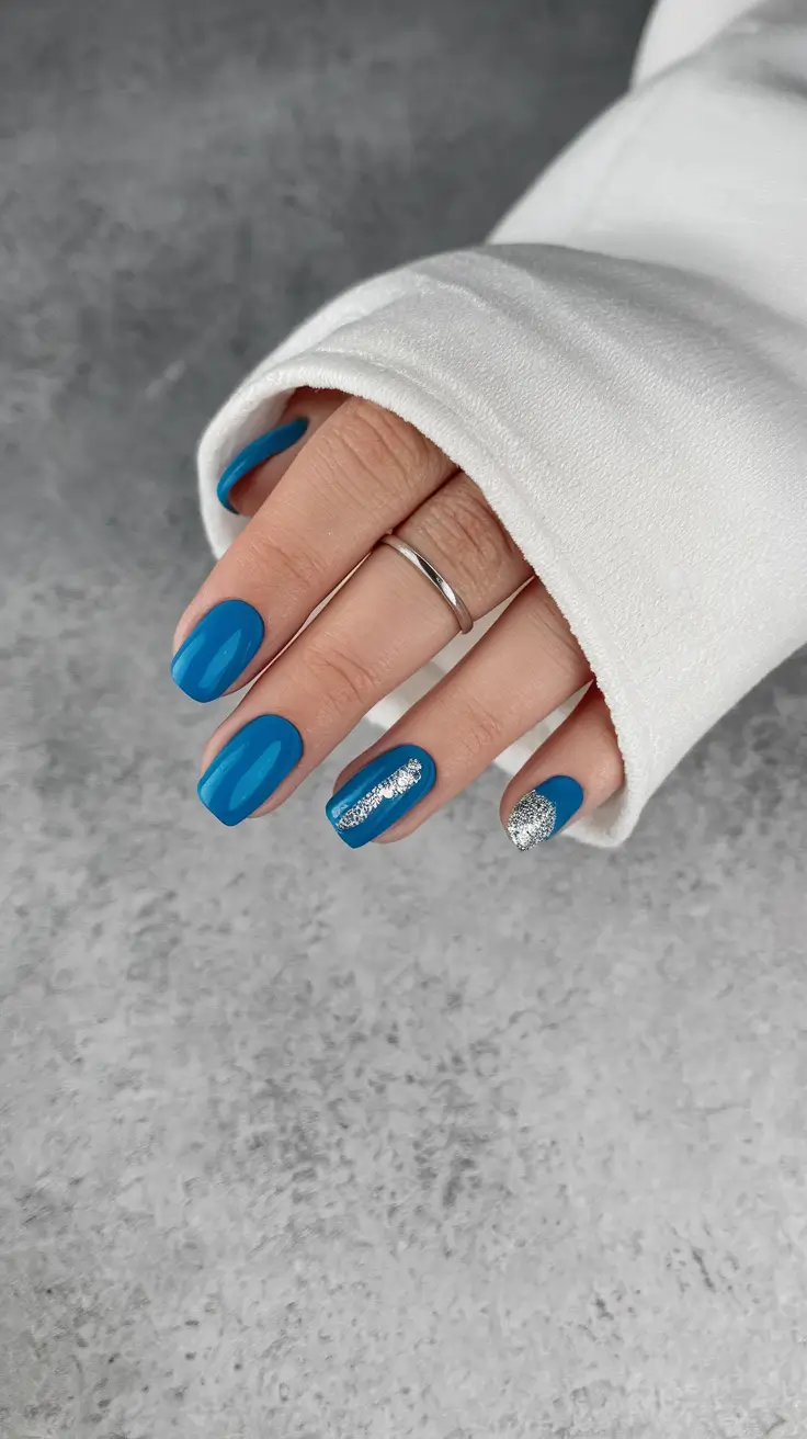 easy fall nails simple Frosty Blue Shine