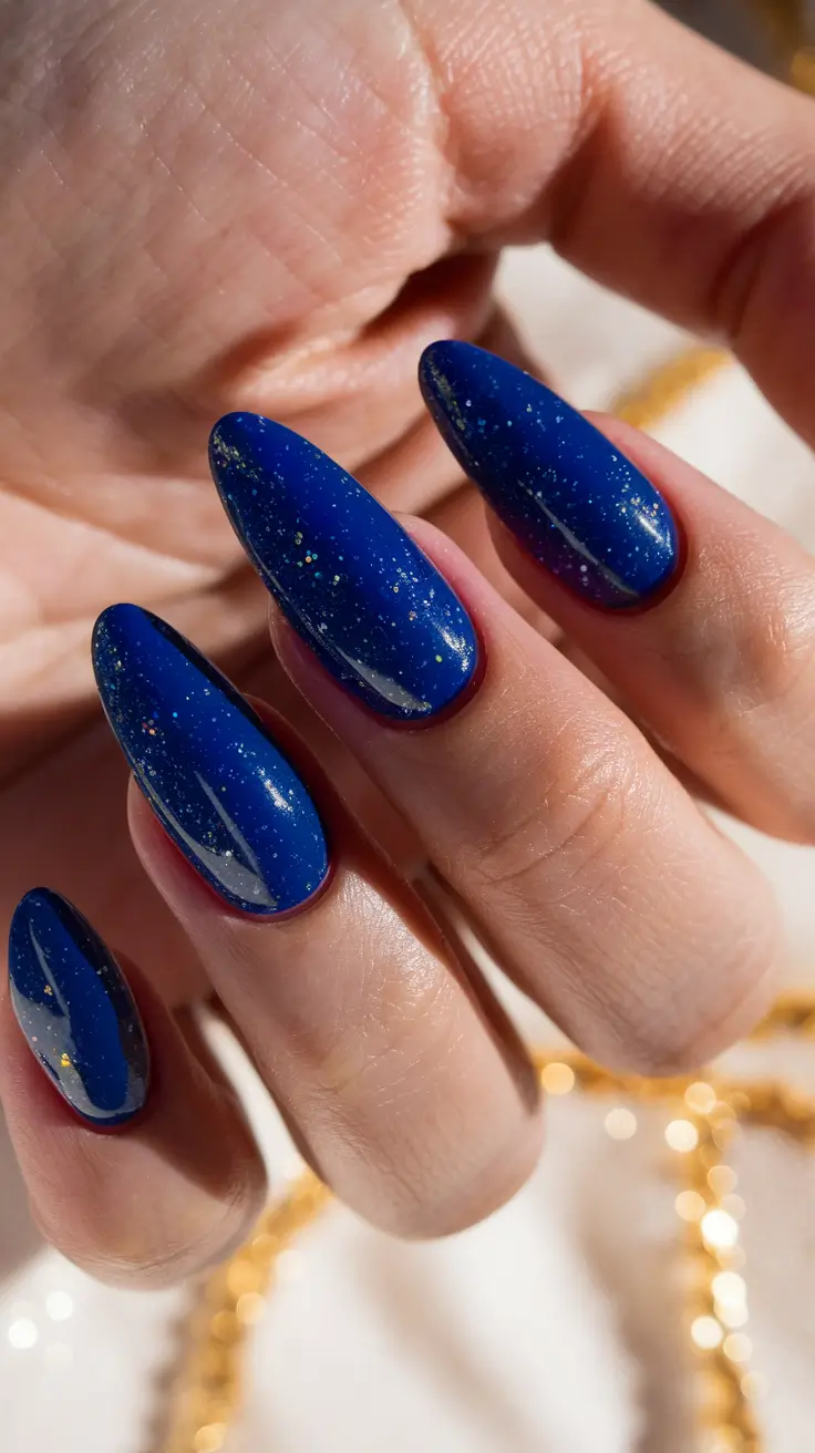easy fall nails simple Starry Night Blue
