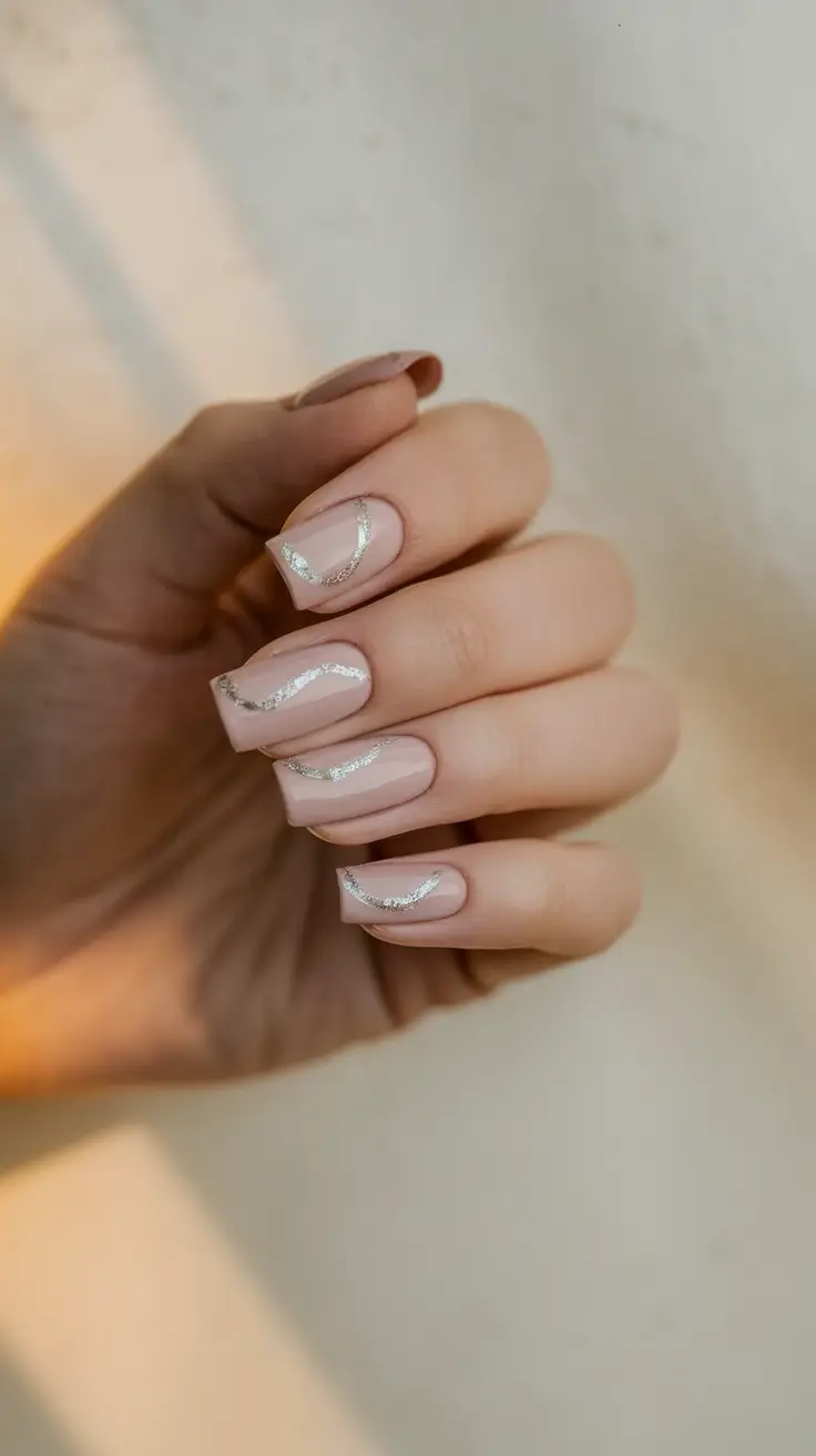 easy fall nails simple Silver Wave Minimalism