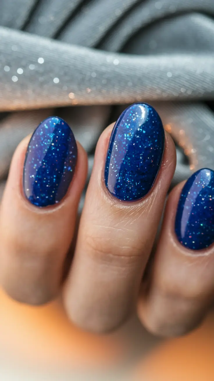 easy fall nails simple Midnight Sparkle