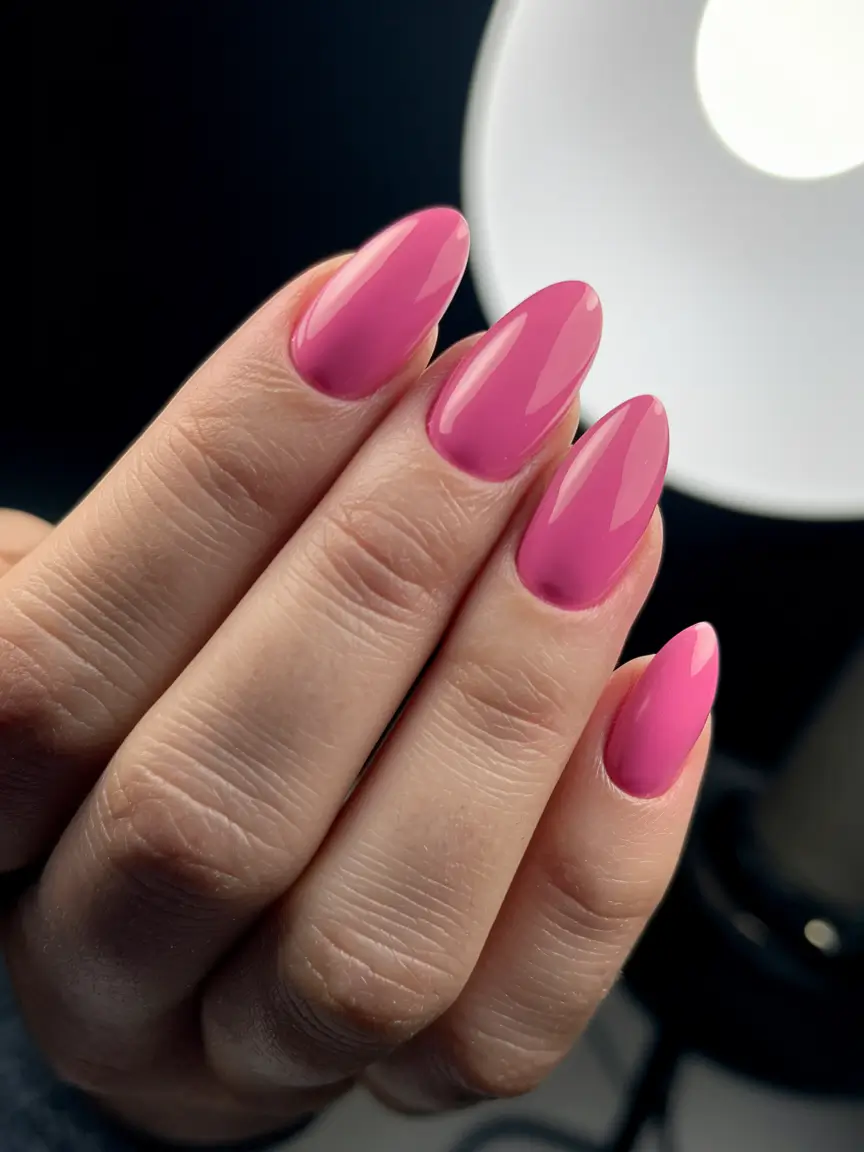 easy fall nails simple Playful Pink Almond