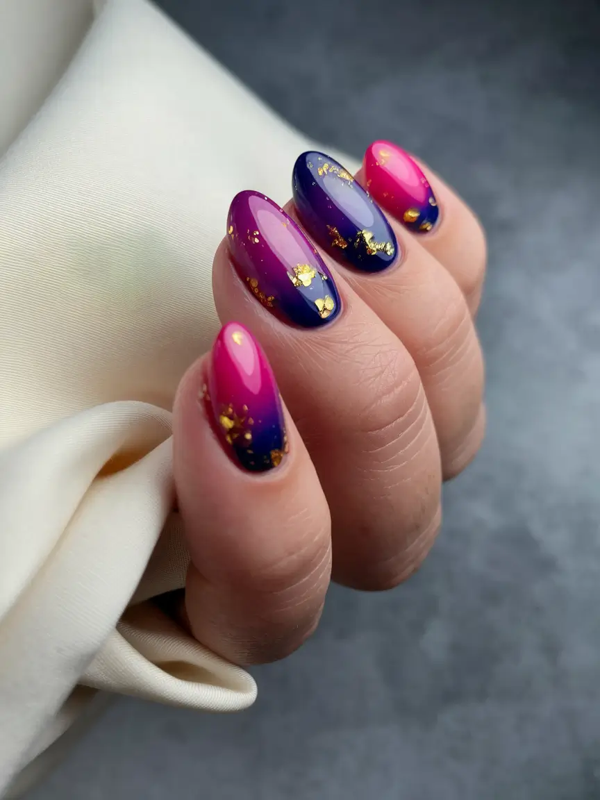 easy fall nails simple Royal Twilight Gradient