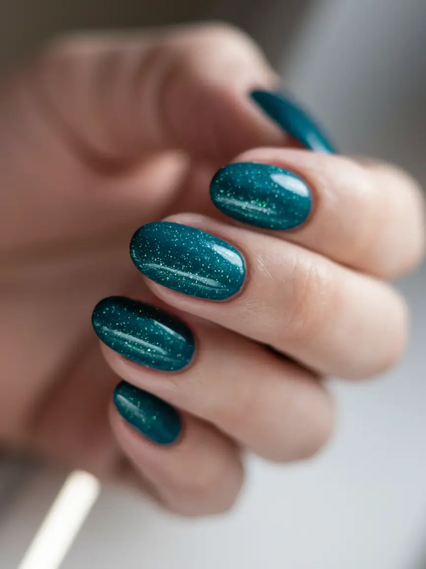 fall colors for nails 2025 Shimmering Teal Magic