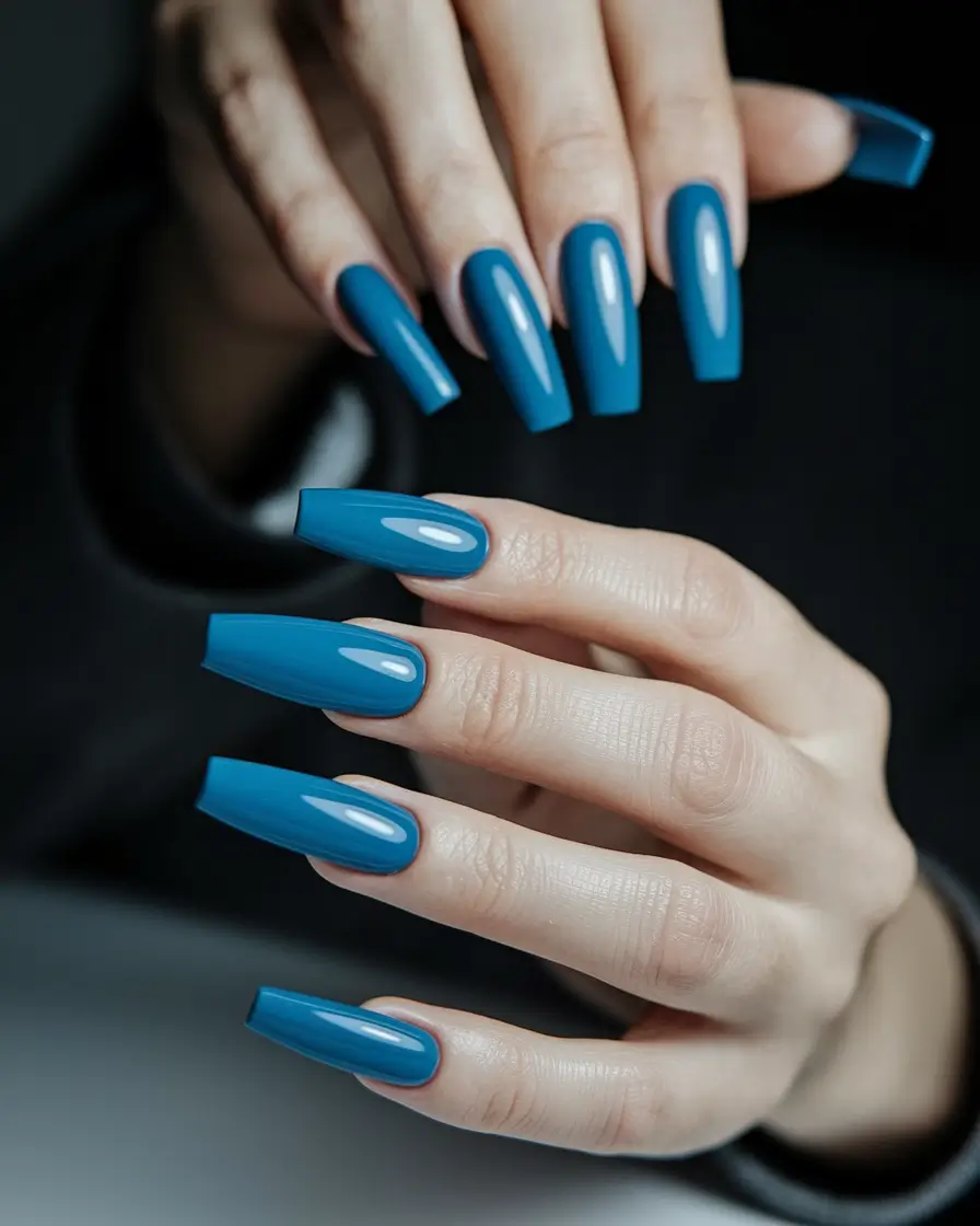 fall colors for nails 2025 Bold Teal Statement