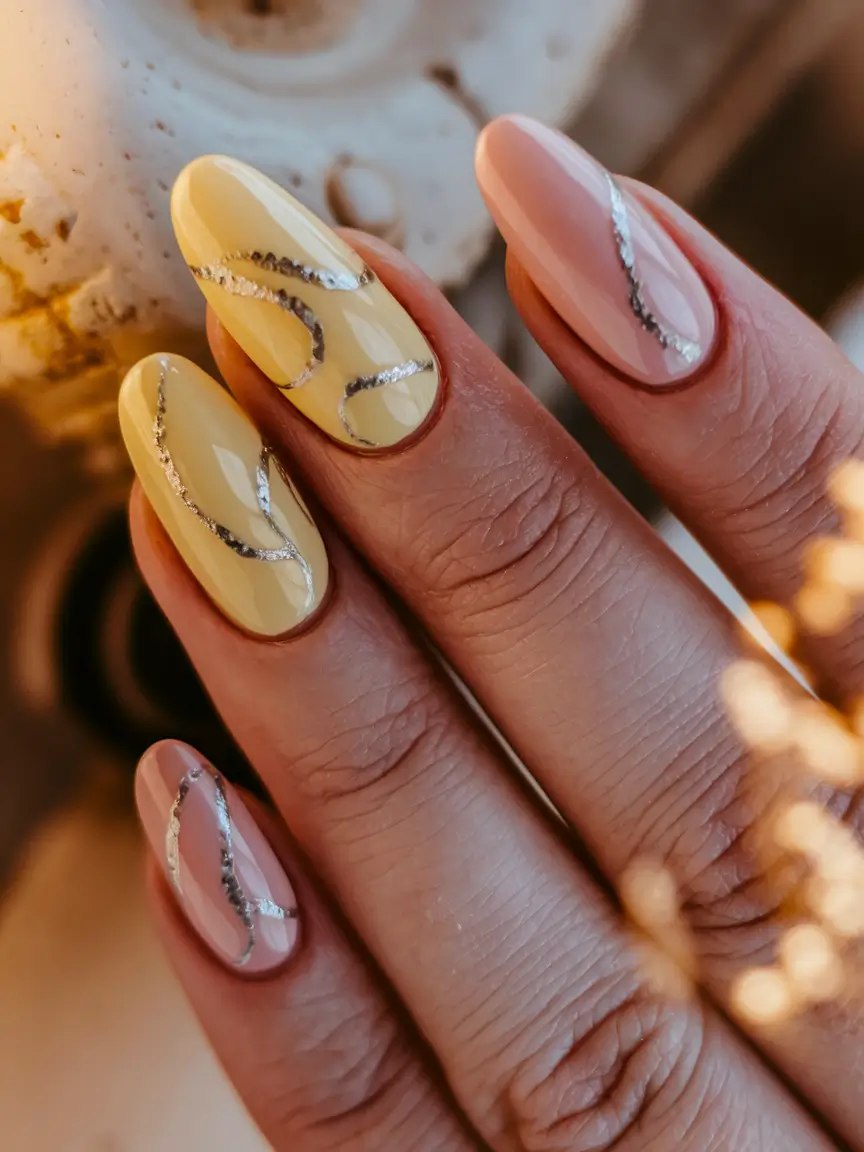 fall colors for nails 2025 Golden Swirl Energy