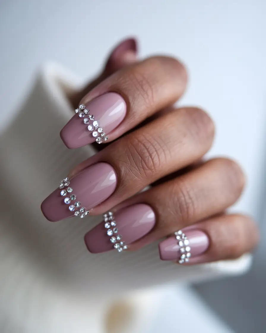 fall colors for nails 2025 Crystal Nude Glam