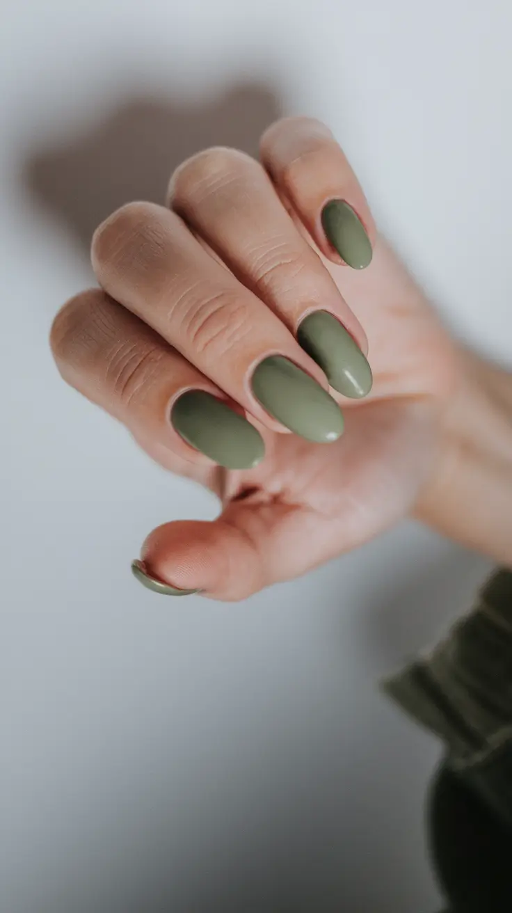 fall colors for nails 2025 Earthy Sage Calm