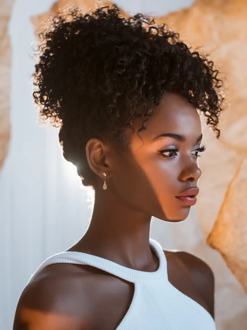 fall hairstyle for black women Curly High Puff