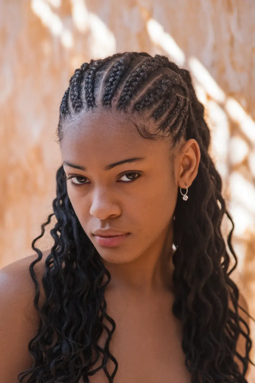 fall hairstyle for black women Cornrows with Loose Waves