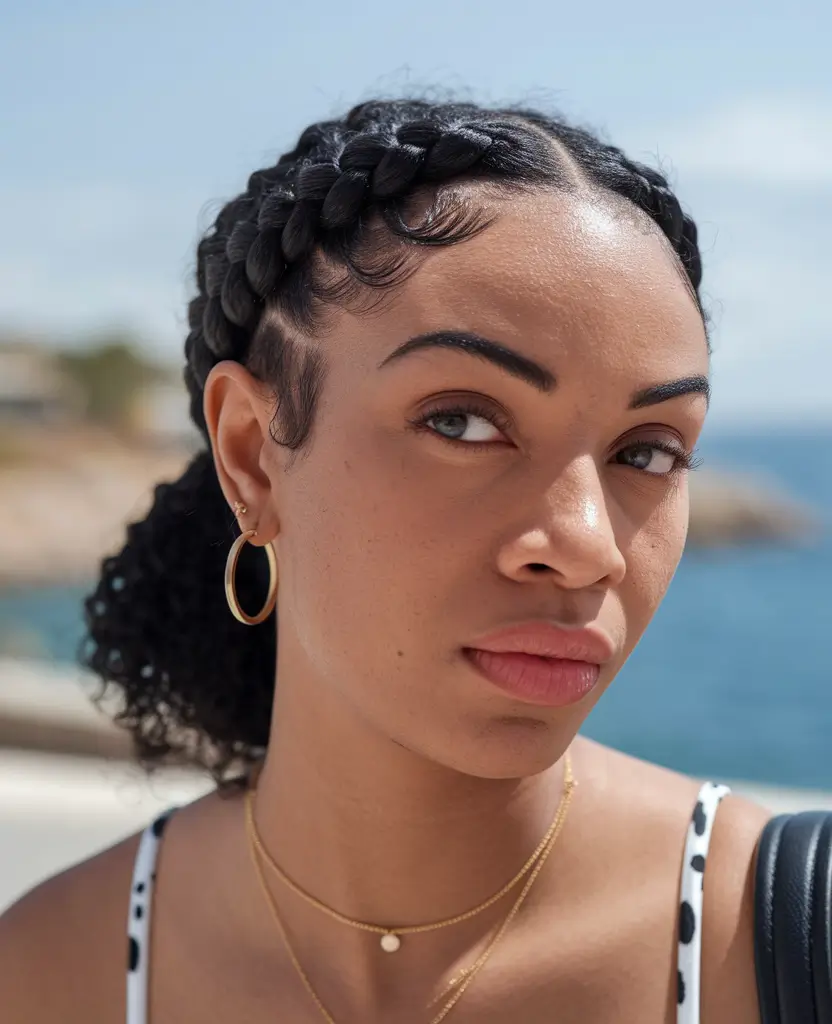 fall hairstyle for black women Chunky Halo Braid