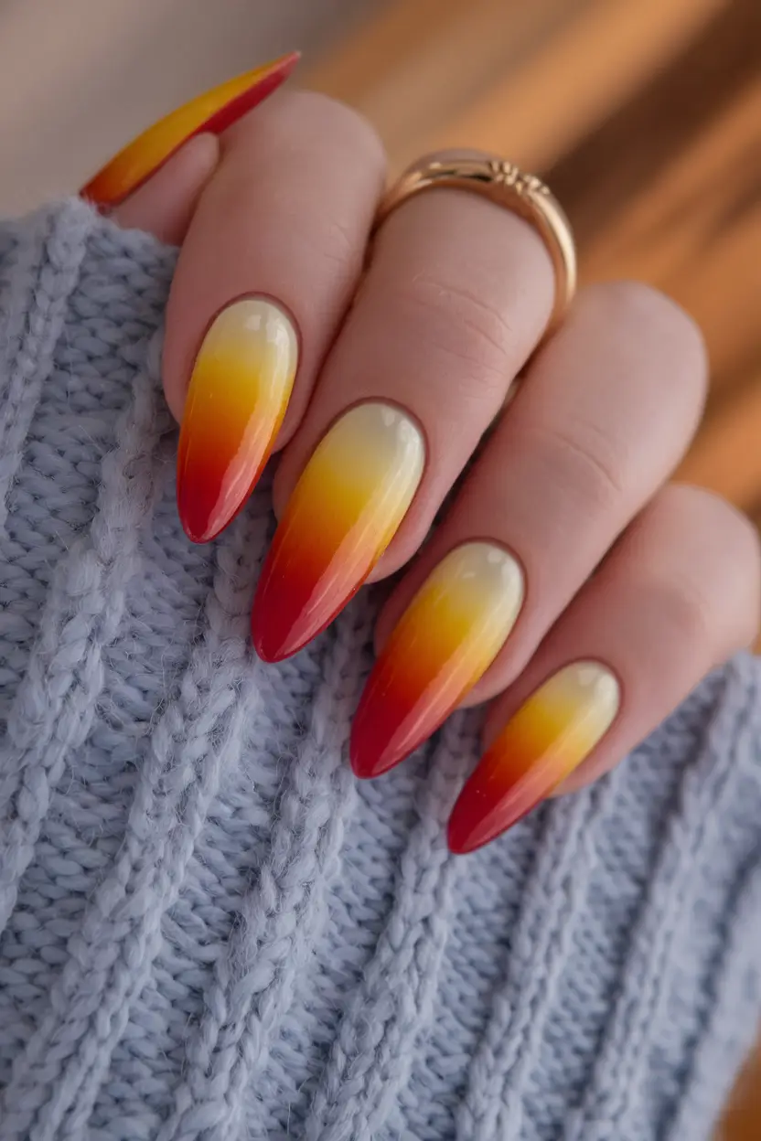 fall ombre nails ideas Golden Sunset Ombre