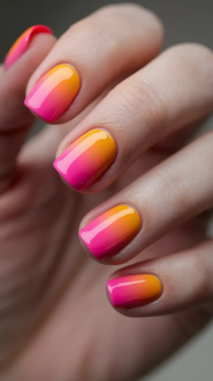 fall ombre nails ideas Neon Sunset Gradient