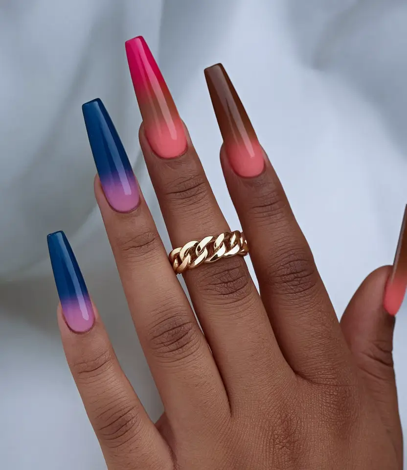 fall ombre nails ideas Multi-Color Statement Set
