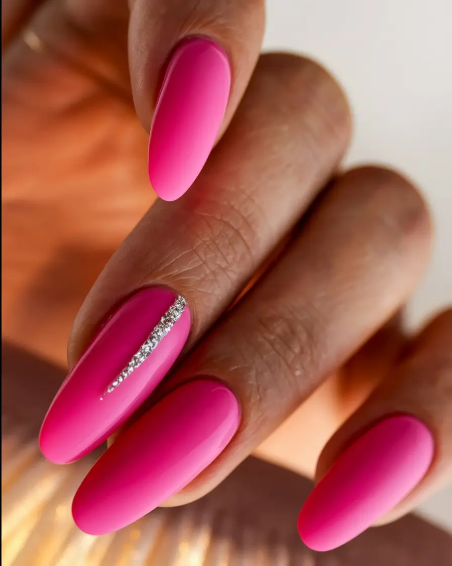 fall nails oval shape design Fuchsia Spark Line
