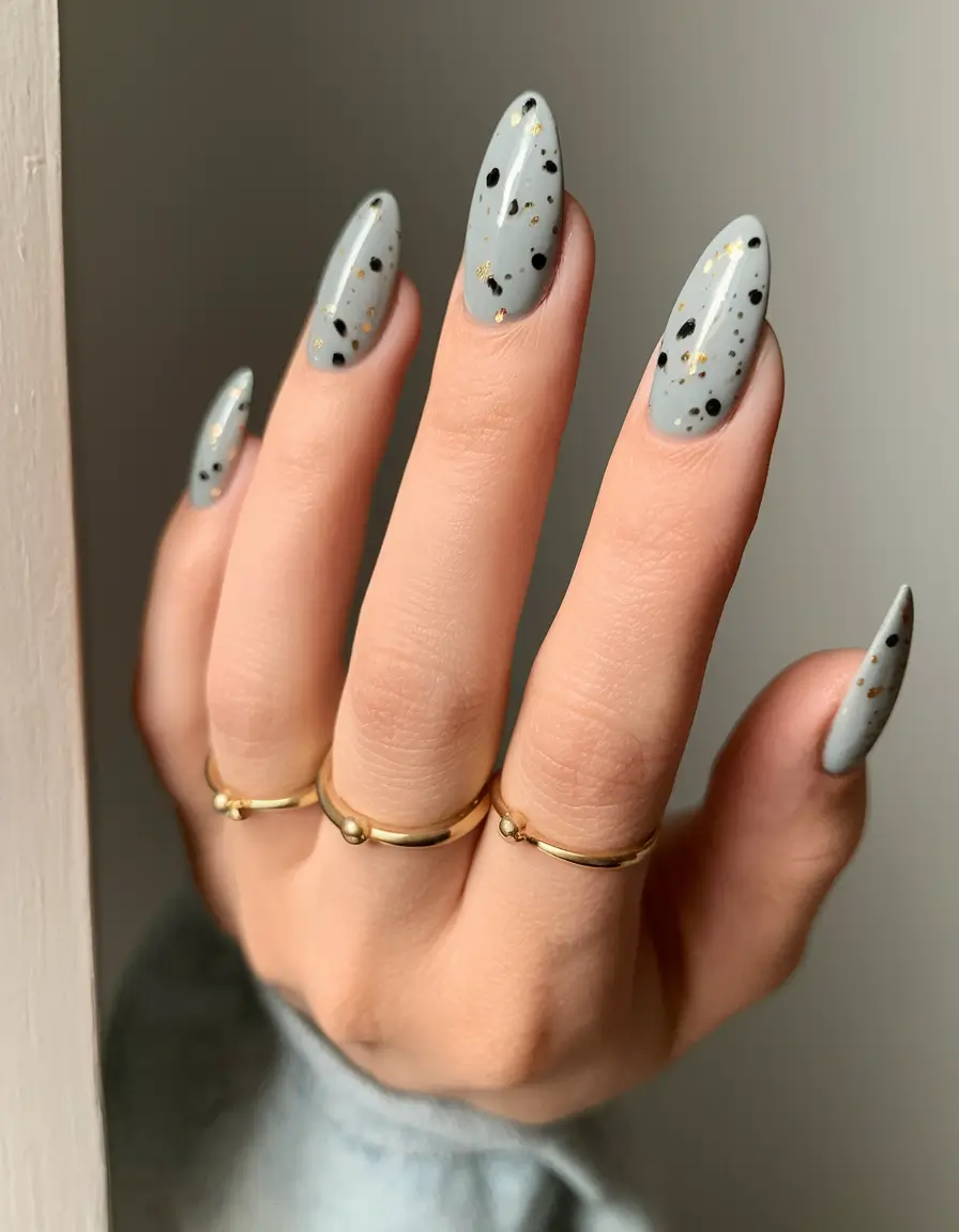 oval shaped fall nails designs Speckled Stone Chic