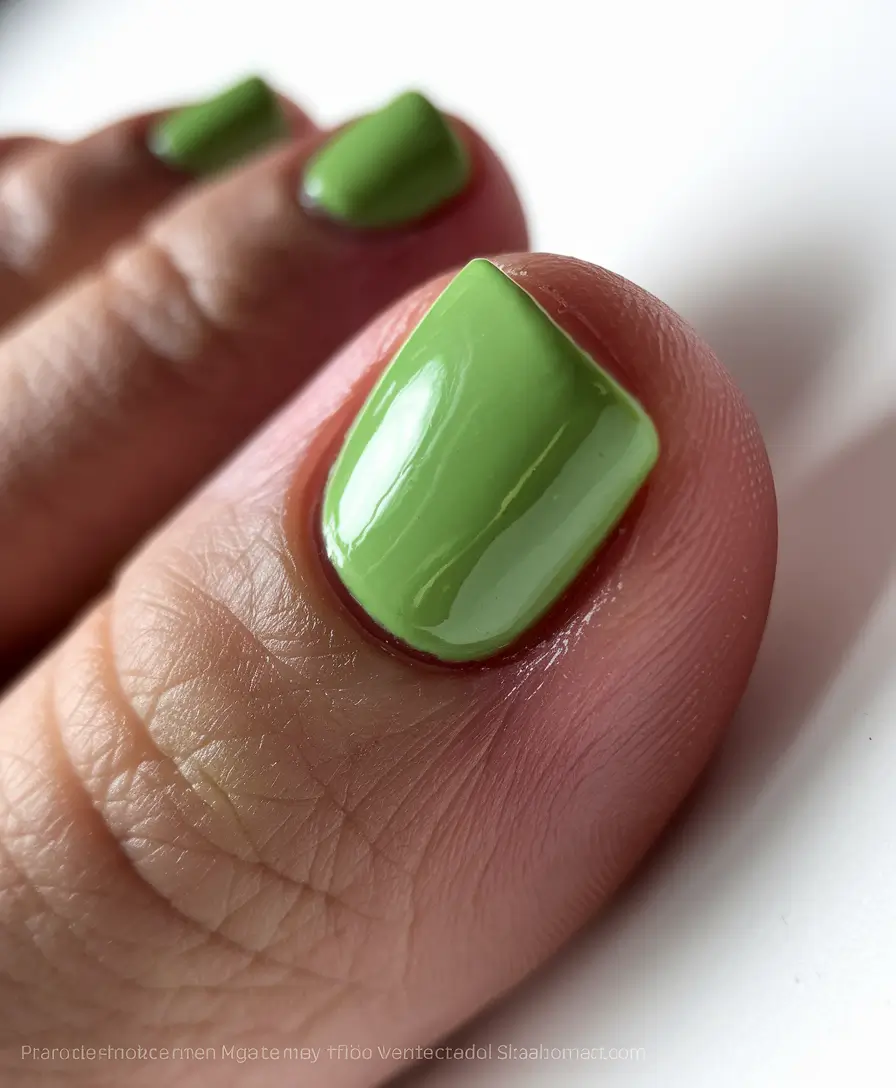october-toe-nails-fall-colors-Fresh-Apple-Green-Simplicity