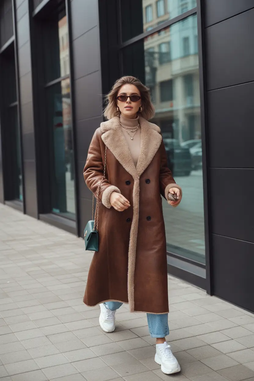 winter fashion inspo outfits Street Shearling Chic