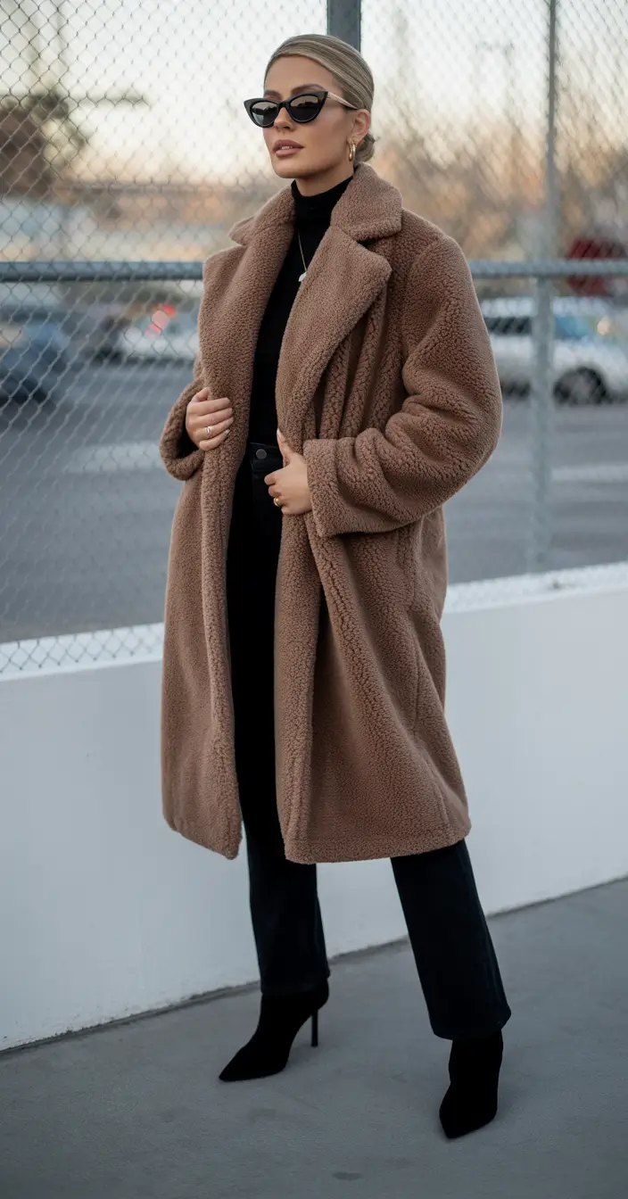 winter fashion inspo outfits Teddy Coat Luxe
