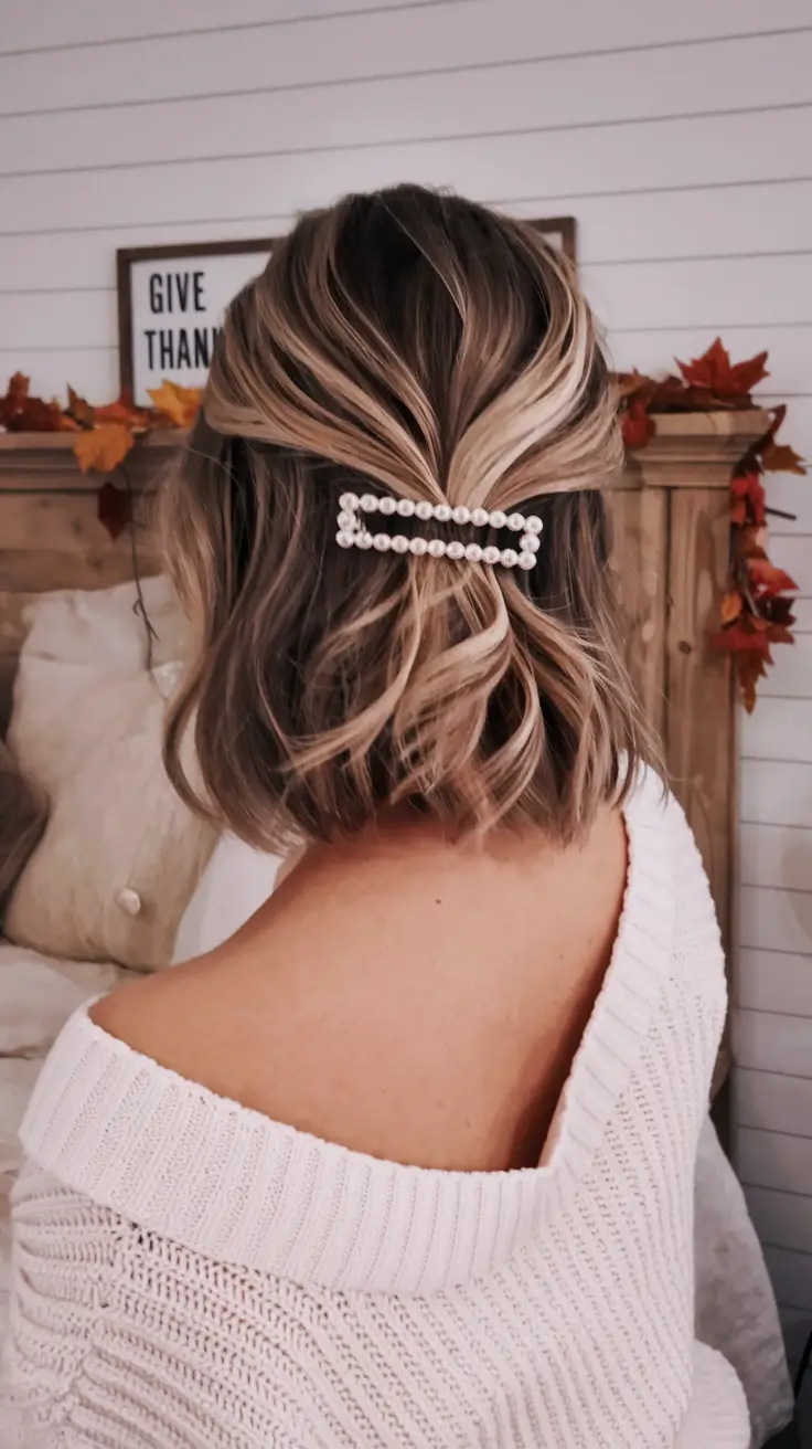cute fall hairstyles half up half down Romantic Half-Up Accent