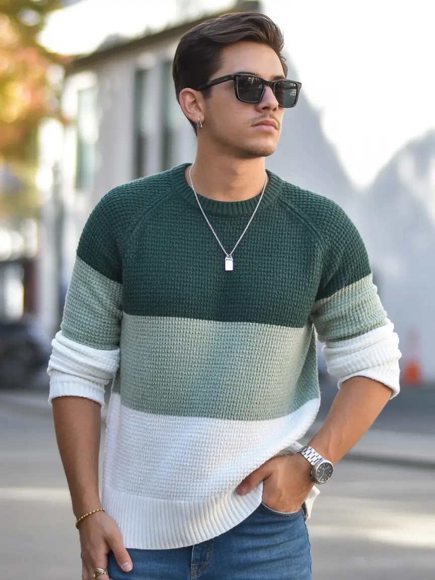 winter-outfits-men-korean-Striped-Knit-Energy