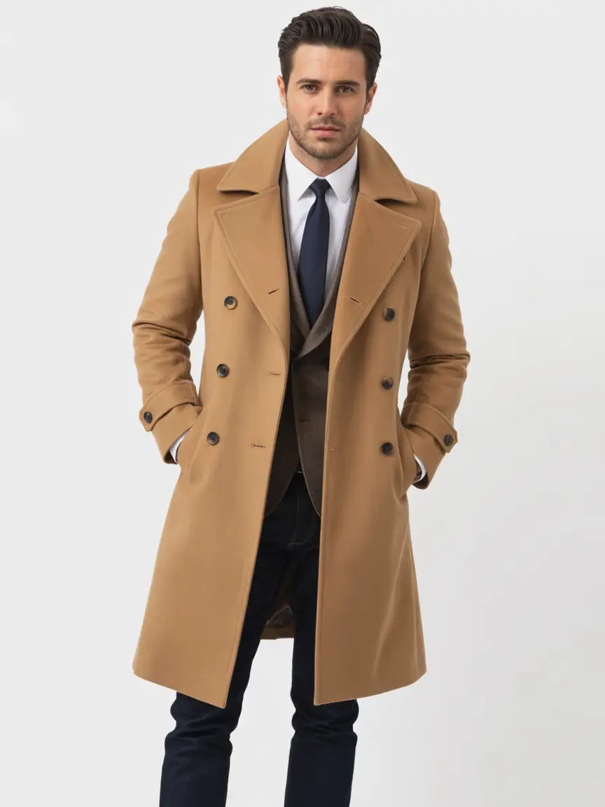 winter-outfits-men-old-money-Classy-Camel-Coat-Power