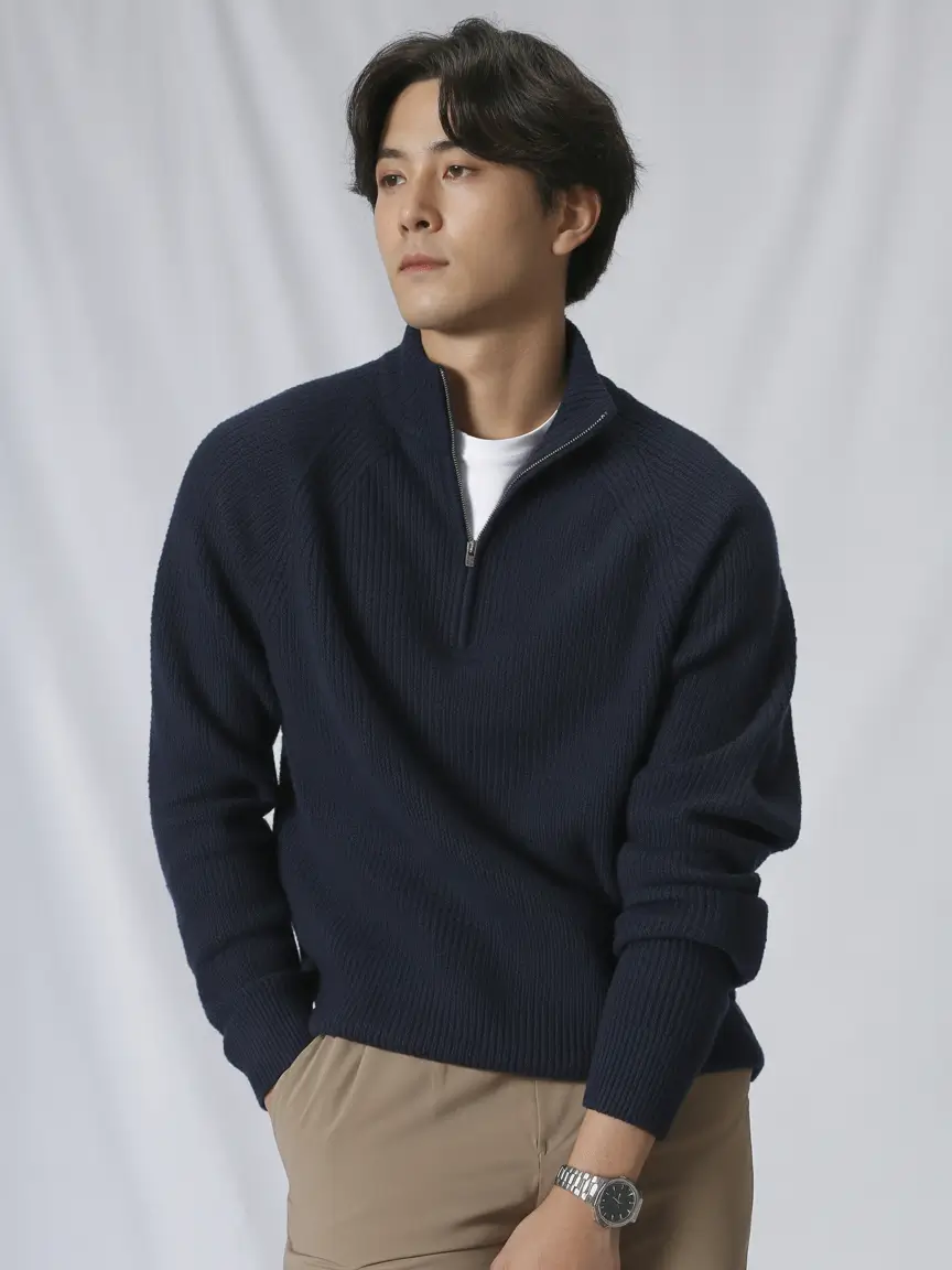 winter-outfits-men-korean-Refined-Knit-Simplicity