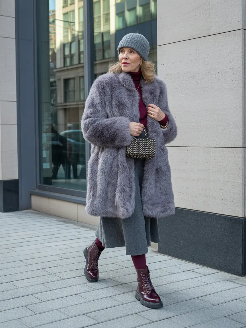 Modern Winter Outfits 2025 2026 for 50 Women Faux Fur Luxe with City Flair