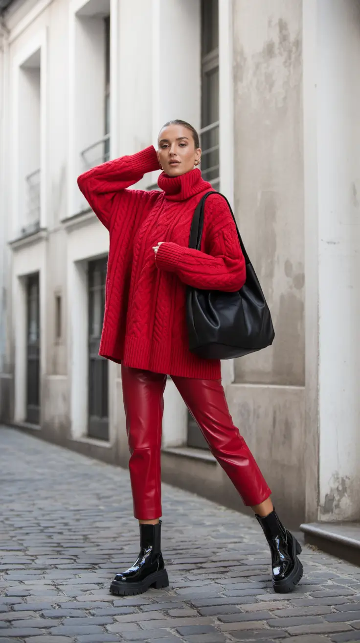 NYC winter outfits cold weather Red Power Layers
