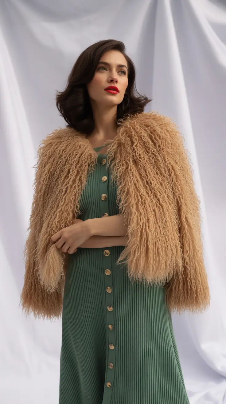 NYC winter outfits cold weather Bohemian Shearling with a Midi Skirt