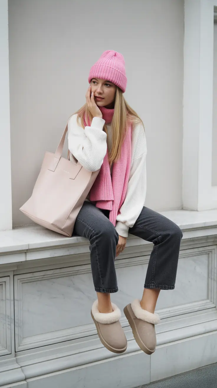 NYC winter outfits cold weather Playful Pink Winter Essentials
