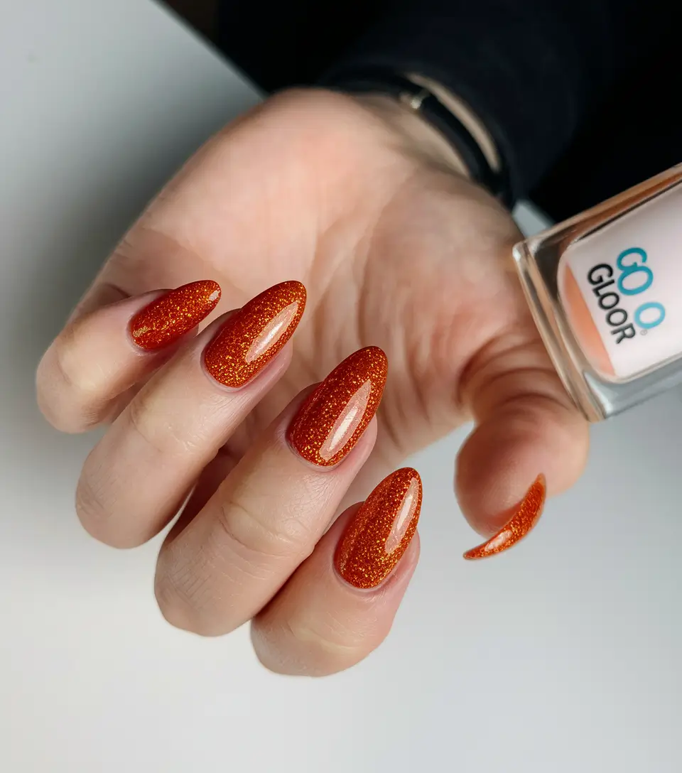 october nails colors Pumpkin Spice Sparkle