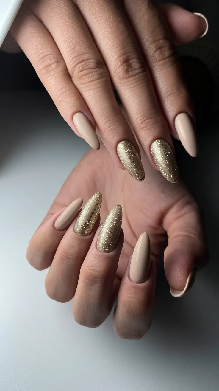 october nails colors Golden Nude Glam