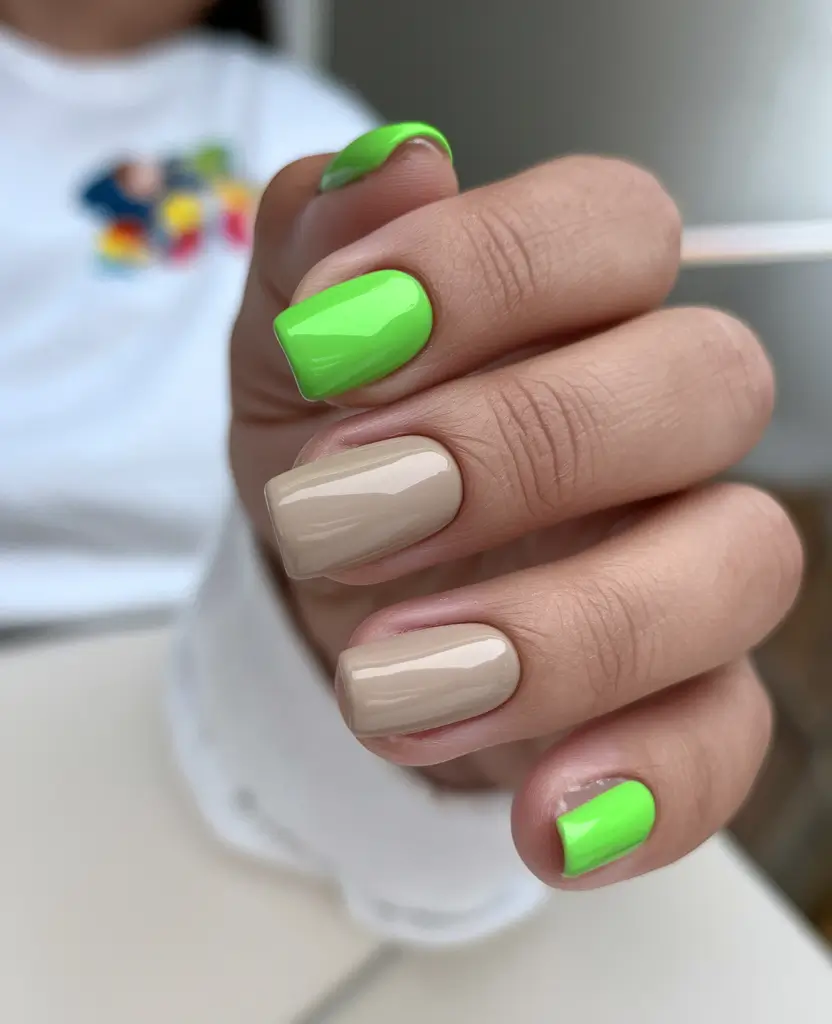 october nails colors Neon Neutral Play