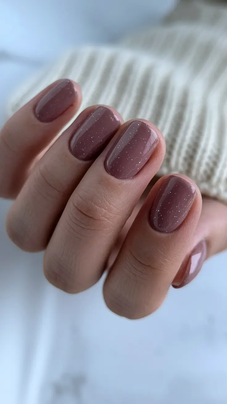 october nails colors Cozy Cocoa Sparkle