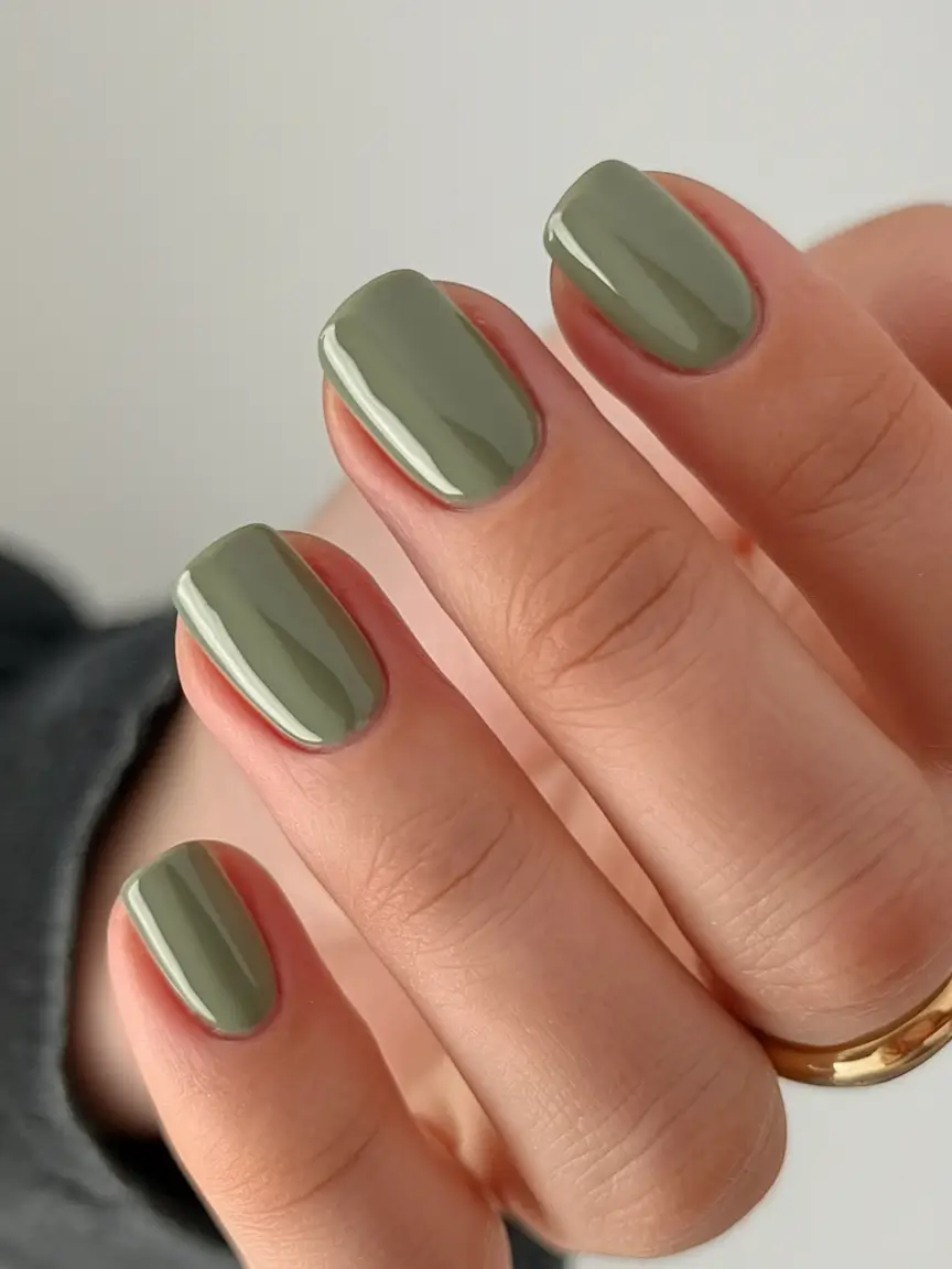 october nails colors Earthy Sage Minimalism