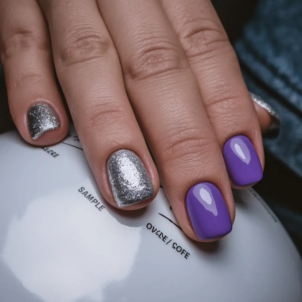 october nails colors Silver & Violet Fusion