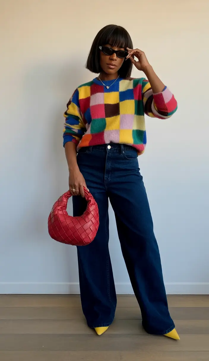 winter outfits blackgirl shein Patchwork Pop of Color