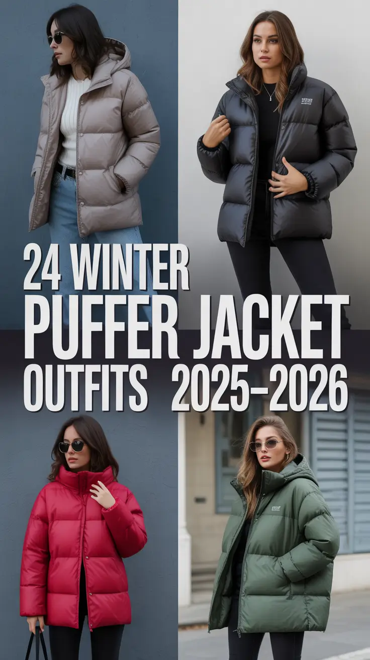 Winter Puffer Jacket Outfits 2025–2026: Stylish Ideas for Women in Black, White, Brown & More