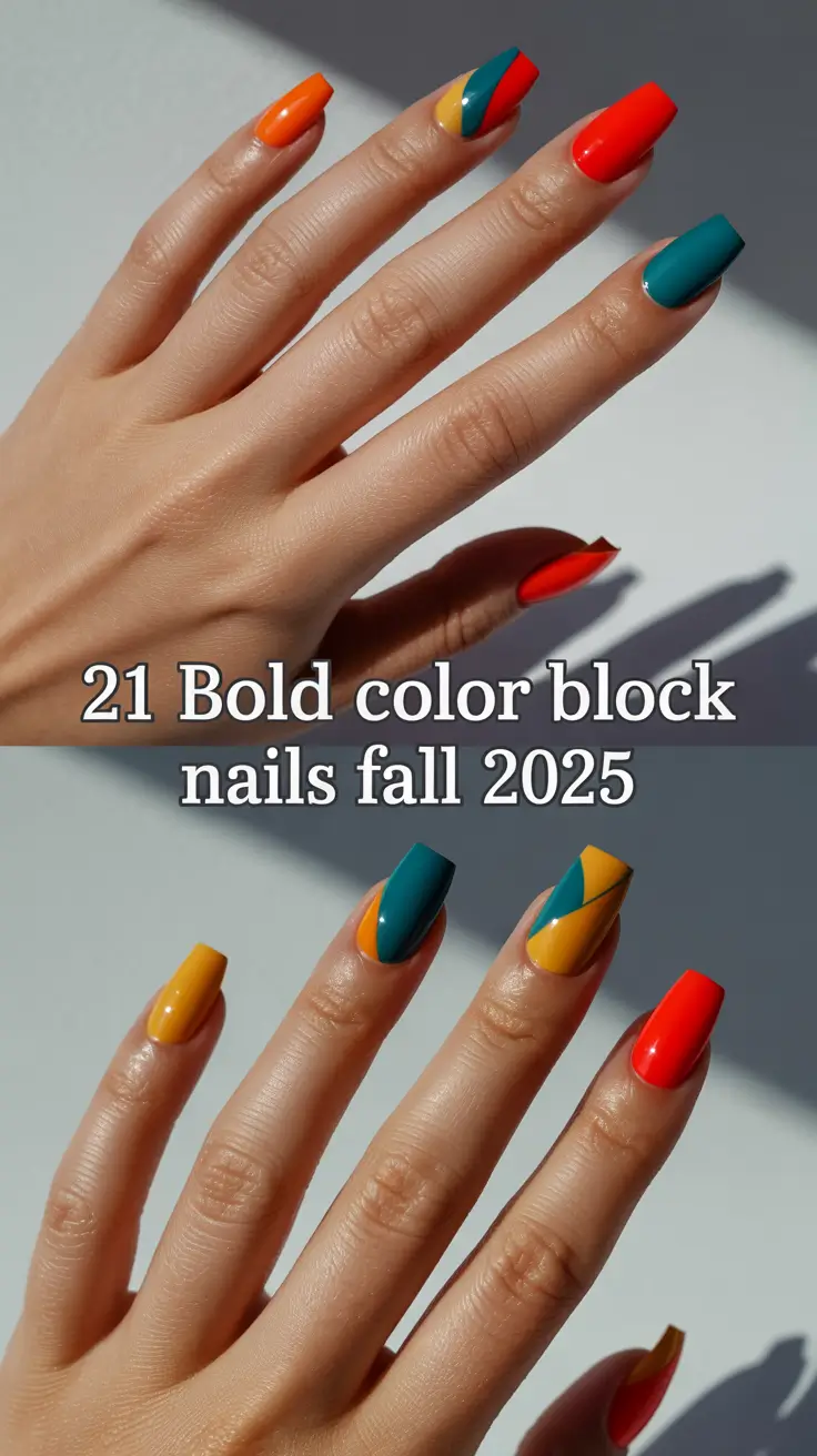 Bold Color Block Nails Fall 2025 – Fresh Autumn Gel Designs & Inspo