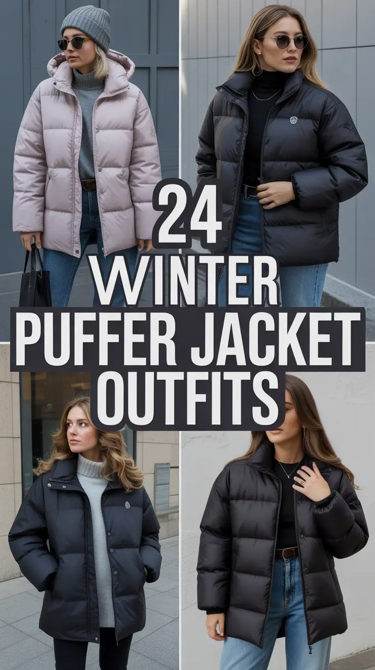 Winter Puffer Jacket Outfits 2025–2026: Stylish Ideas for Women in Black, White, Brown & More
