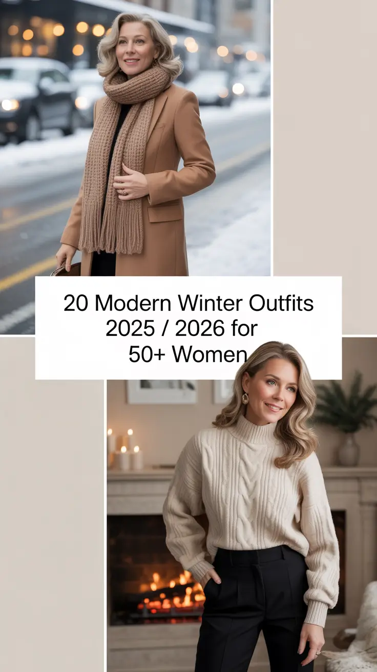 Modern Winter Outfits 2025 / 2026 for 50+ Women: Classy & Stylish Ideas