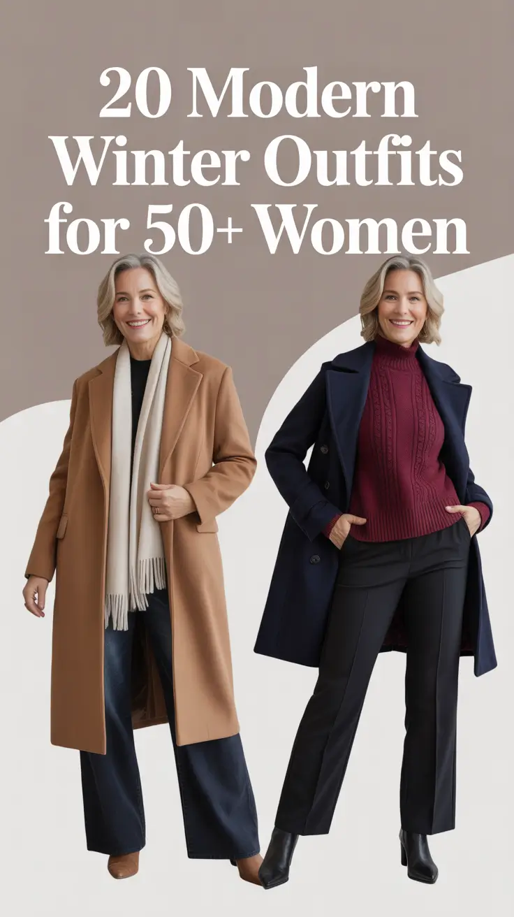 Modern Winter Outfits 2025 / 2026 for 50+ Women: Classy & Stylish Ideas