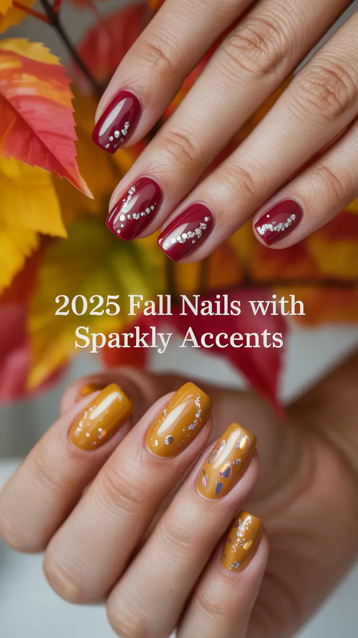 2025 Fall Nails with Sparkly Accents: Trendy Designs, Colors & Inspo