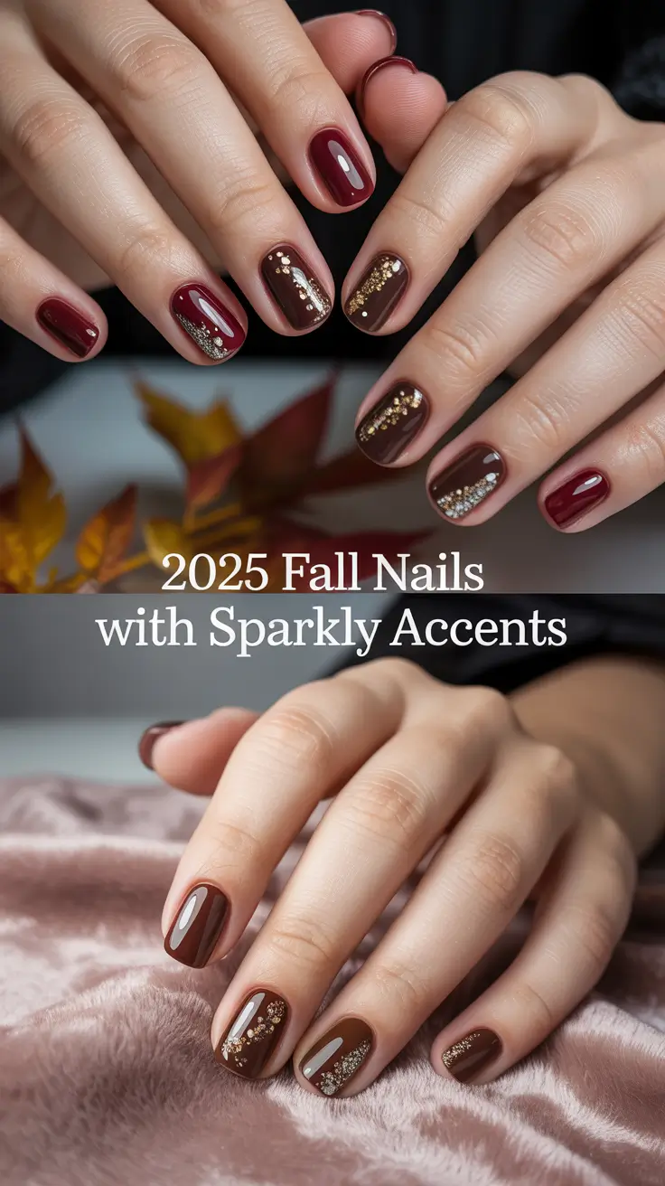 2025 Fall Nails with Sparkly Accents: Trendy Designs, Colors & Inspo