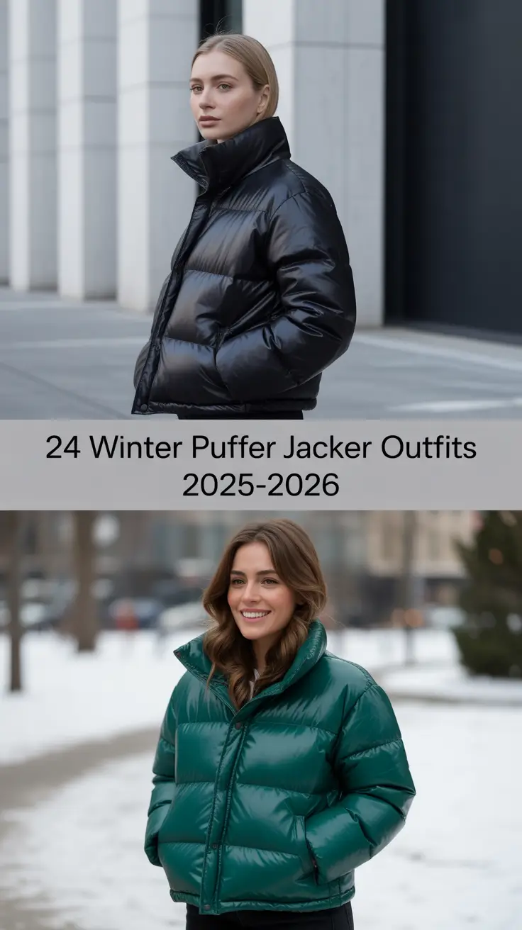 Winter Puffer Jacket Outfits 2025–2026: Stylish Ideas for Women in Black, White, Brown & More